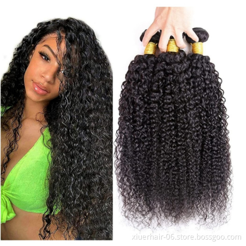 Virgin Brazilian Hair Organic Curl Hair Weave 3 Pieces Lot Organic Human Hair Bundles With Top Lace Closure